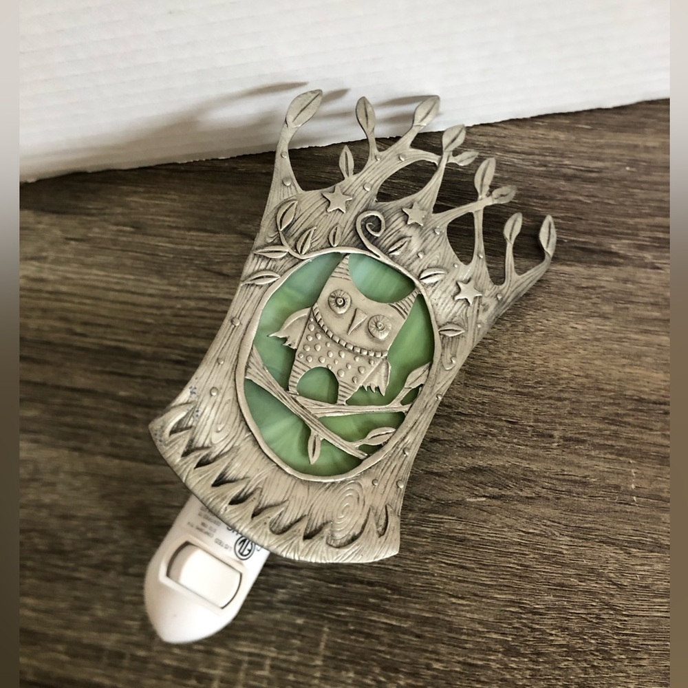Stained Glass and Metal Owl Night Light